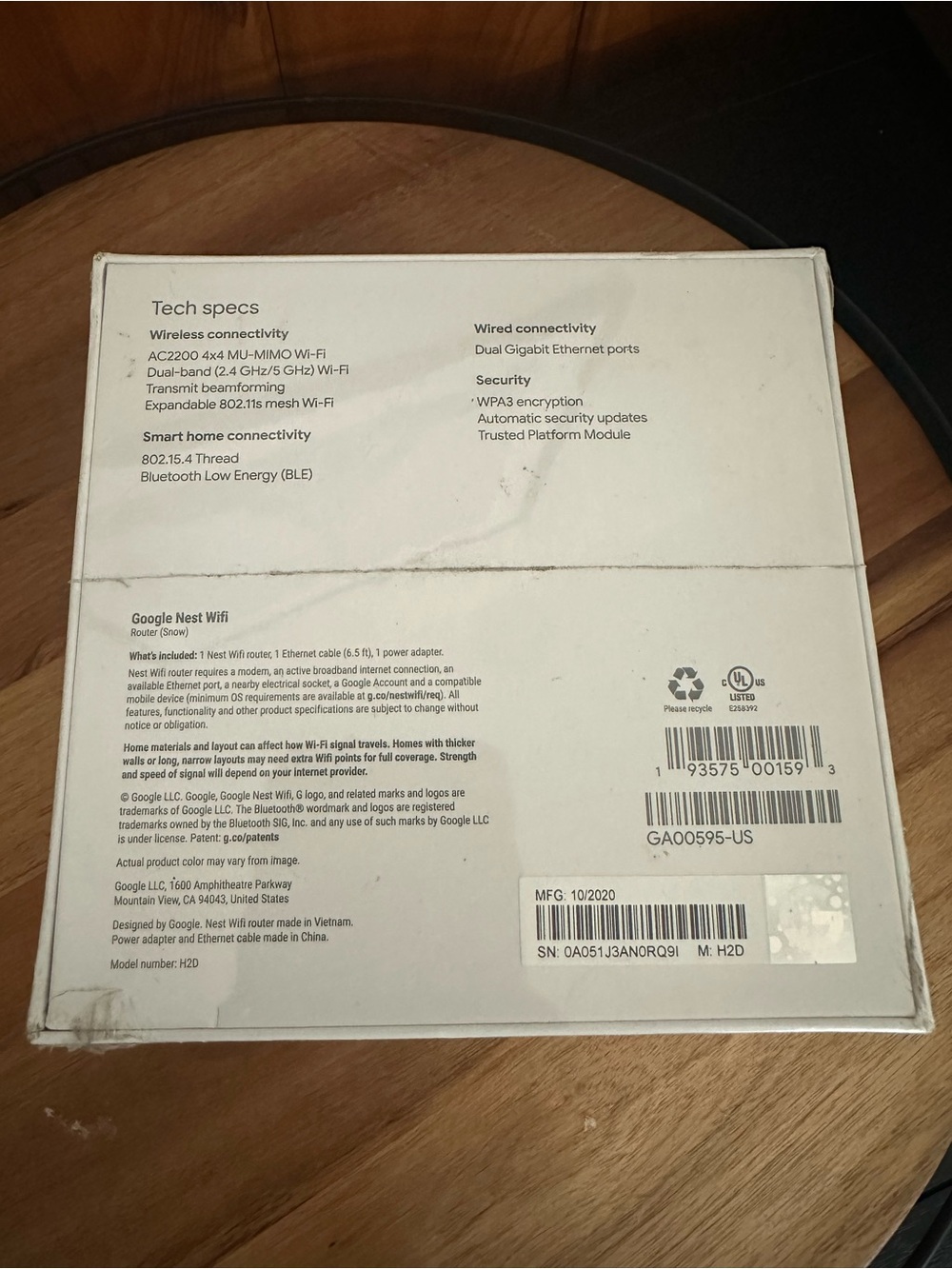 Google Nest Wifi Router - White - Picture 3 of 3